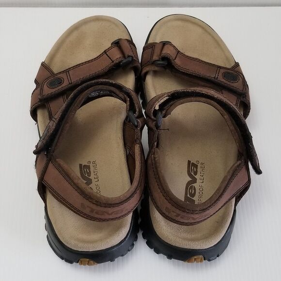 TEVA Men\'s Sz 9 Brown Leather Lug Sole Casual Sport Strap Sandals Shoes 6591 main image 7
